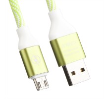 Micro USB кабель LP "Волны" зеленый, белый