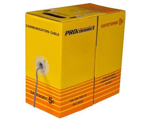 Кабель витая пара F/UTP 2х2х24AWG кат.5e solid CCA PVC сер. 305м (м) PROCONNECT 01-0121-3