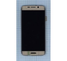 Дисплей (экран) в сборе с тачскрином для Samsung Galaxy S6 Edge SM-G925F золотой с рамкой (Premium LCD)