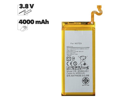 Аккумуляторная батарея (аккумулятор) EB-BN965ABU для Samsung Galaxy Note 9 SM-N960 3.8V 4000mAh 100% Filling Capacity