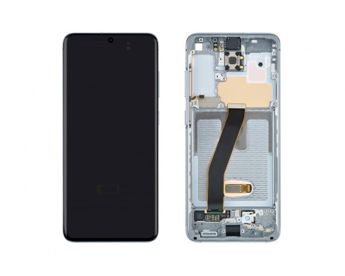 Дисплей (экран) в сборе с тачскрином для Samsung Galaxy S20 G980F с рамкой серый (Premium SC LCD)