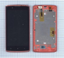 Дисплей (экран) в сборе с тачскрином для Lenovo A2010 черный с красной рамкой