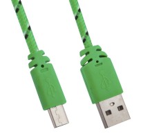 USB Дата-кабель LP Micro USB в оплетке зеленый с синим, коробка