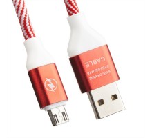 Micro USB кабель LP "Волны" красный, белый