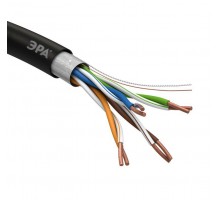 Кабель витая пара F/UTP кат.5e 4х2х24AWG solid CU PE OUTDOOR черн. 305м (м) Эра Б0044689