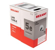 Кабель витая пара U/UTP 4х2х24AWG кат.5e solid CU PE OUTDOOR черн. 305м (м) Rexant 01-0045