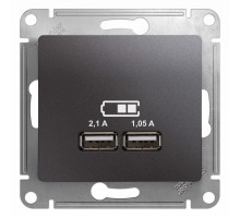 Розетка USB 2-м СП Glossa тип A+A 5В/2100мА 2х5В/1050мА механизм графит SchE GSL001333