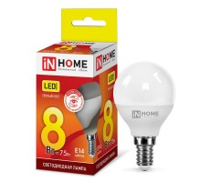 Лампа светодиодная LED-ШАР-VC 8Вт шар 230В E14 3000К 760лм IN HOME 4690612020549