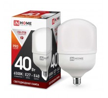 Лампа светодиодная LED-HP-PRO 40Вт 230В 6500К E27 3800лм с адаптером E40 IN HOME 4690612031101