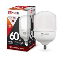 Лампа светодиодная LED-HP-PRO 60Вт 230В 6500К E27 5700лм с адаптером E40 IN HOME 4690612031132