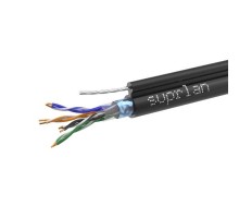 Кабель витая пара F/UTP кат.5E 4х2х24AWG solid Cu PE OUTDOOR Premium трос черн. (уп.305м) SUPRLAN 01-1008-3