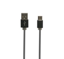 USB кабель "LP" Type-C металлическая оплетка 1м черный