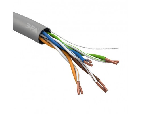 Кабель витая пара U/UTP кат.5e 4х2х24AWG solid CU PVC сер. 305м (м) Эра Б0044429