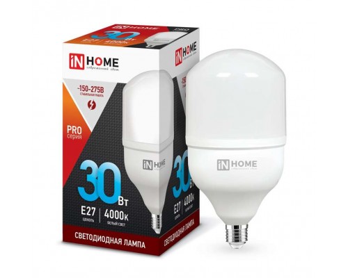 Лампа светодиодная LED-HP-PRO 30Вт 4000К нейтр. бел. E27 2850лм 230В IN HOME 4690612031071