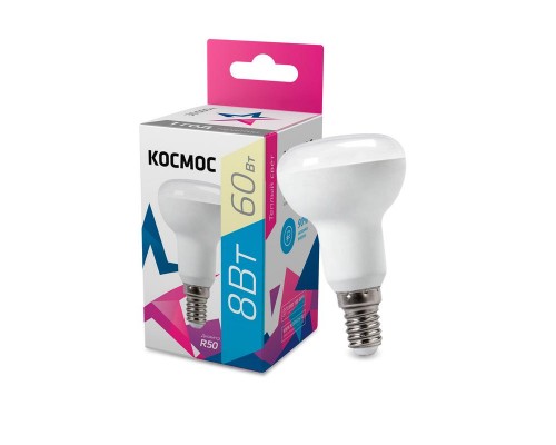 Лампа светодиодная R50 8Вт 220В E14 3000К Космос Lksm_LED8wR50E1430