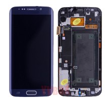 Дисплей (экран) в сборе с тачскрином для Samsung G925 Galaxy S6 Edge с рамкой синий (Premium LCD)