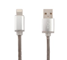 USB кабель "LP" для Apple 8 pin "Пружина" в металлической оплетке (стальной/коробка)