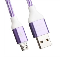 Micro USB кабель LP "Волны" сиреневый, белый