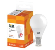 Лампа светодиодная ECO G45 9Вт шар 3000К E14 230В IEK LLE-G45-9-230-30-E14