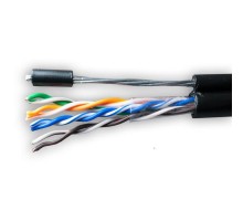 Кабель витая пара U/UTP кат.5E 4х2х24AWG solid CU PE Outdoor Standard трос черн. (м) SUPRLAN 01-0322-1