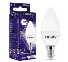 Лампа светодиодная 10Вт С37 4000К Е14 176-264В TOKOV ELECTRIC TKE-C37-E14-10-4K