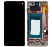 Дисплей (экран) в сборе с тачскрином для Samsung G973F Galaxy S10 с рамкой красный (Premium LCD)