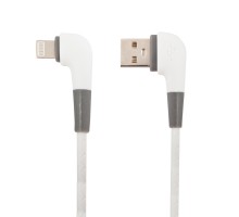 USB кабель "LP" для Apple 8 pin L-коннектор "Кожаный шнурок" (белый/коробка)