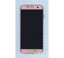 Дисплей (экран) в сборе с тачскрином для Samsung Galaxy S7 Edge, SM-G935FD розовое золото с рамкой и аккумулятором