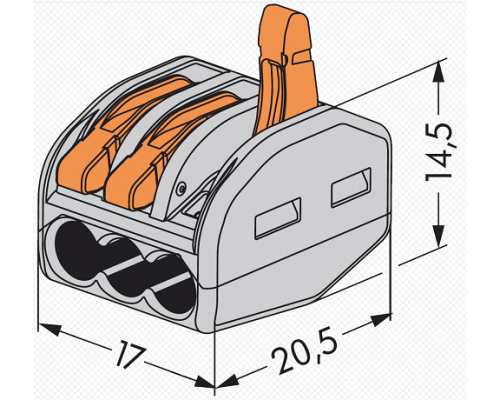 222-413, Клемма соединительная, 3 контакта